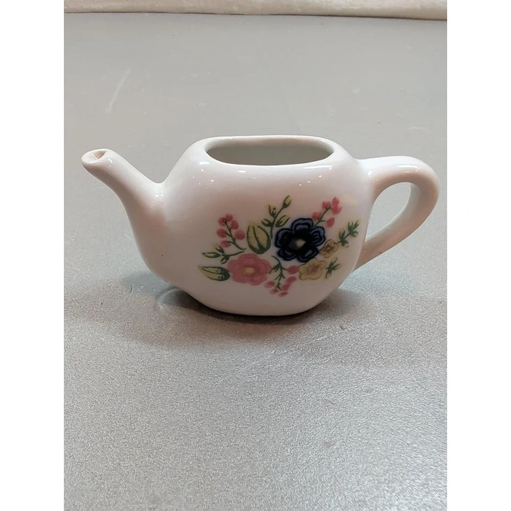 Vintage Miniature Porcelain Tea Set 13pc Floral Strombecker Keywick Dollhouse